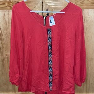 Society girl Chevron design blouse with Zippered back size M